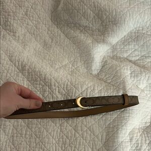 Brown Leather Belt with Gold Buckle